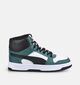 Puma Rebound Slam Mid Groene/Witte Hoge Sneakers voor jongens (375574) - geschikt voor steunzolen