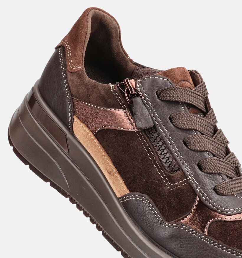Ara Garda Donkerbruine Schoenen met Veter en Rits voor dames (379996) - geschikt voor steunzolen
