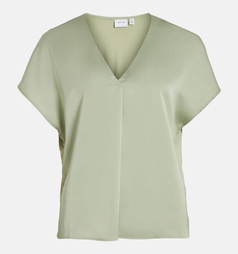 Vila Ellette Satin Blouse en Vert pour femmes (335462)