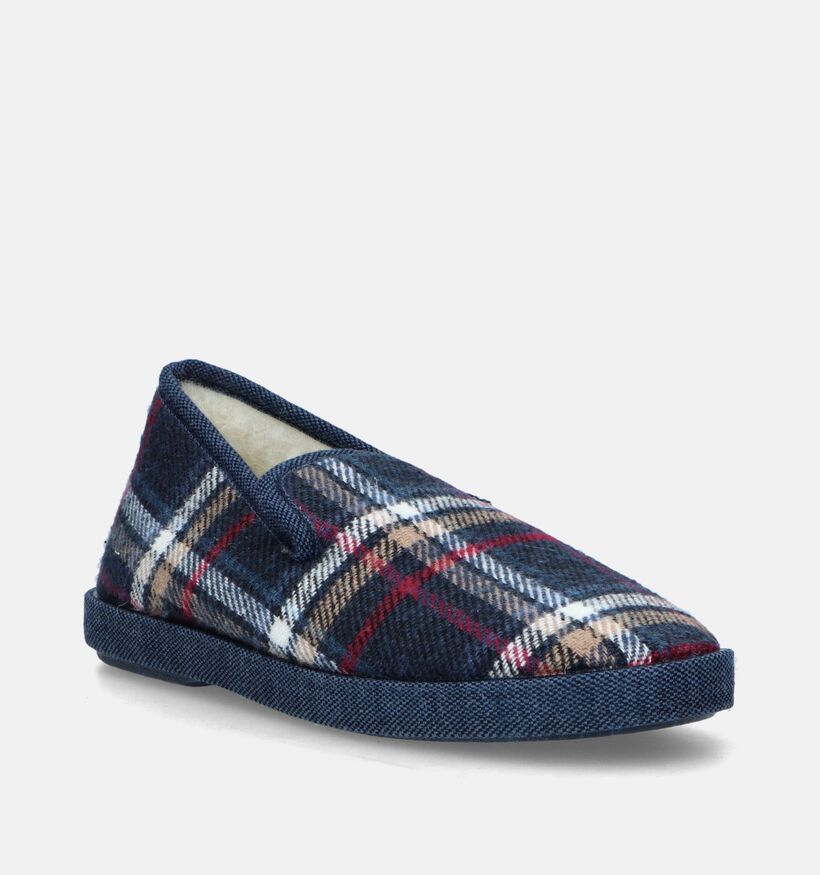 Comfort Plus Blauwe Geruite pantoffels voor heren (349173)
