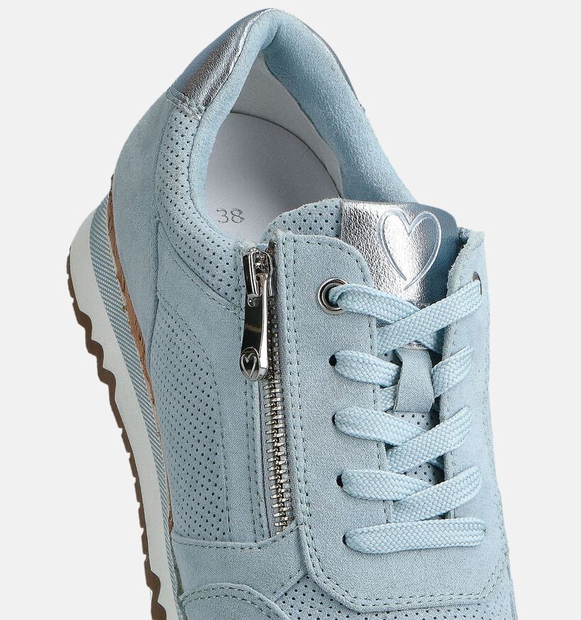 Marco Tozzi Lichtblauwe Veterschoenen voor dames (367947) - geschikt voor steunzolen