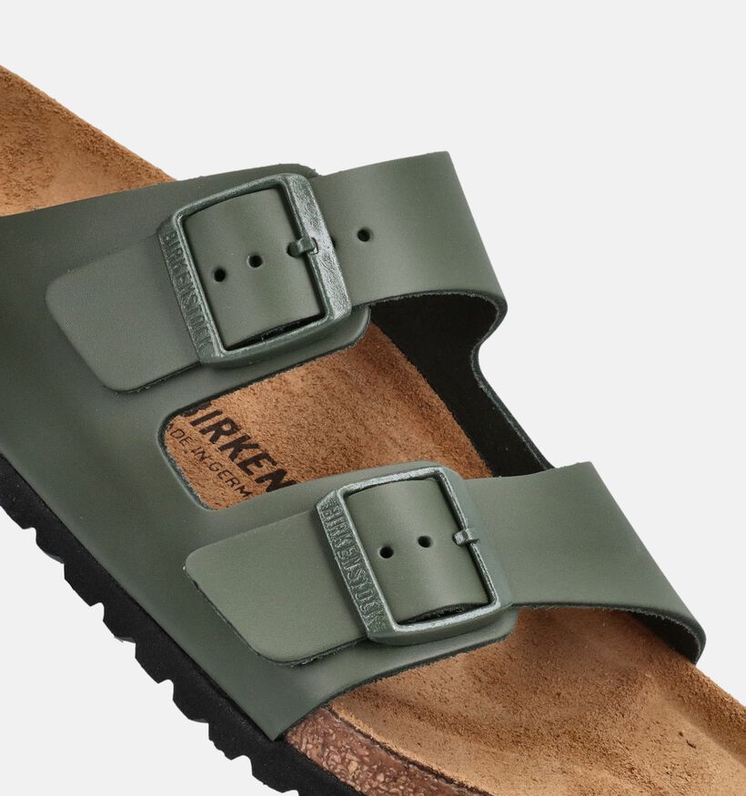 Birkenstock Arizona Leather Nu-pieds en Vert kaki pour hommes (368540)