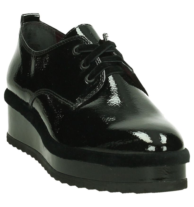 Zwarte Lakleren Tamaris Veterschoenen in kunstleer (202604)