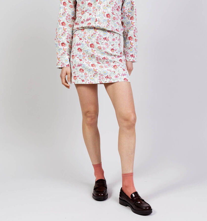 Pieces Salume Denim Ecru/Roze Korte Rok voor dames (369197)