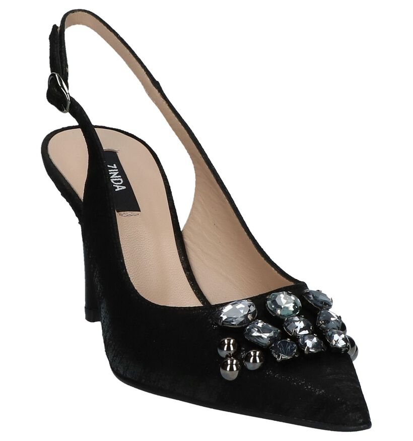 Zinda Zwarte Pumps met Open Hiel in leer (220127)