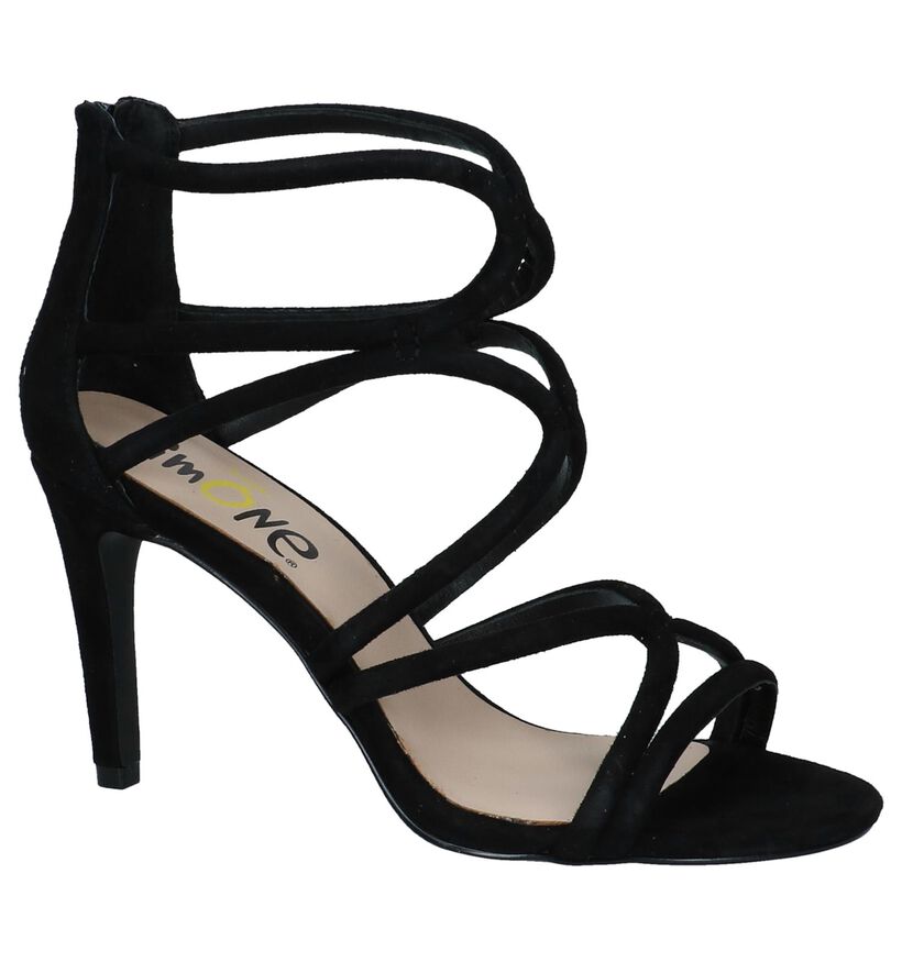 Via Limone Zwarte High Heels Sandalen in daim (209436)