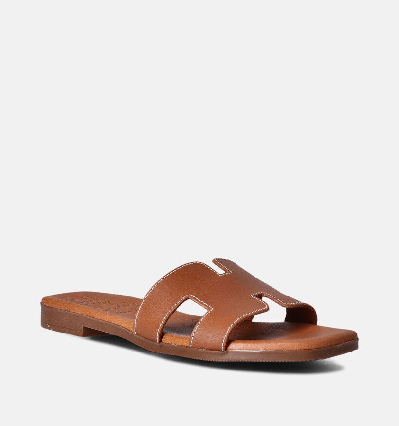 Oh My Sandals Cognac Platte Slippers voor dames (356199)