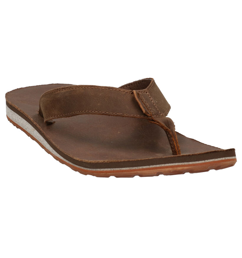 Teva Classic Flip Bruine Teenslipperrs in leer (270484)