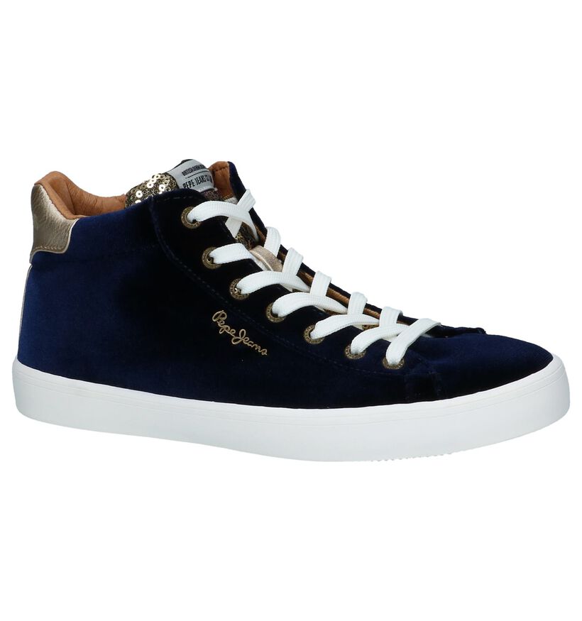 Pepe Jeans Baskets hautes en Bleu foncé en velours (225520)