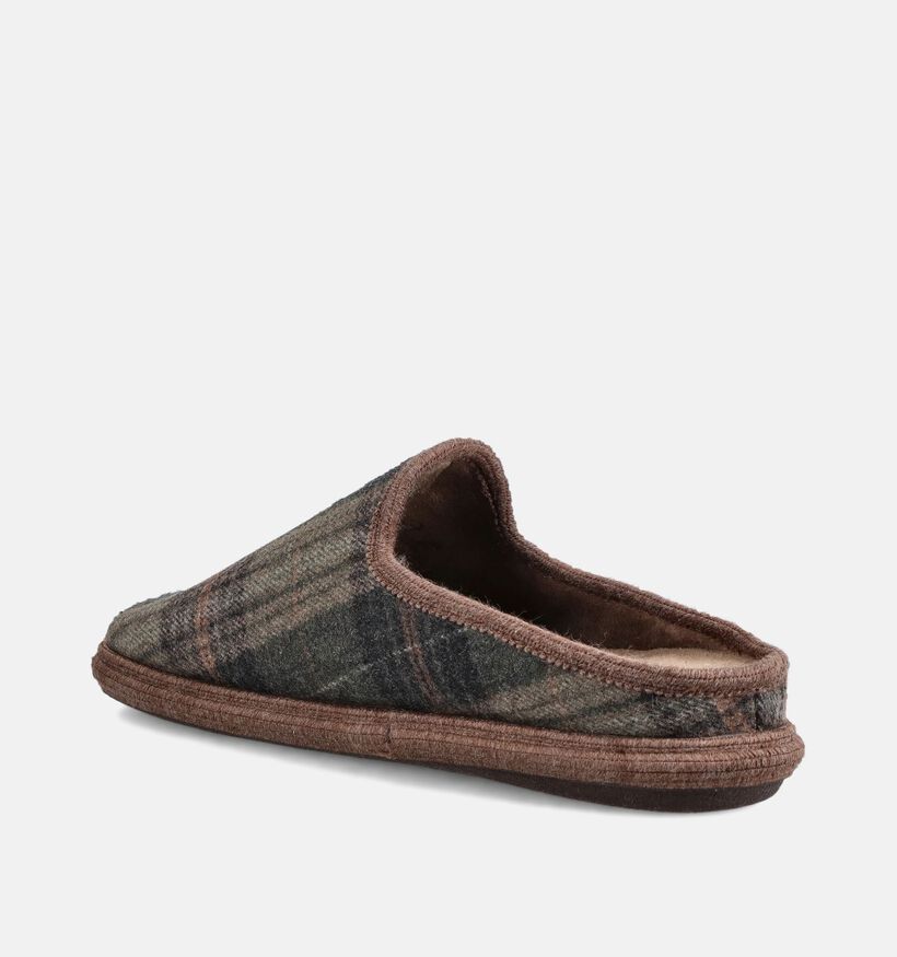 River Woods Enzo Pantoufles en Vert/Marron pour hommes (381216) - pour semelles orthop&eacute;diques