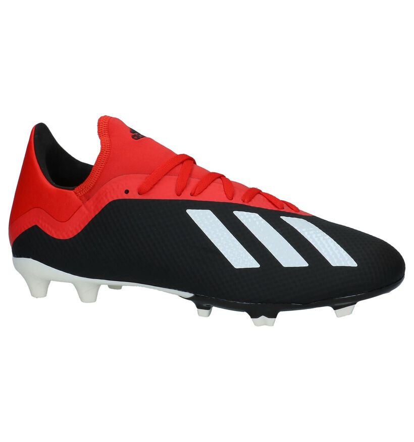 Zwart/Rode Voetbalschoenen adidas X 18.3 FG in kunstleer (236084)