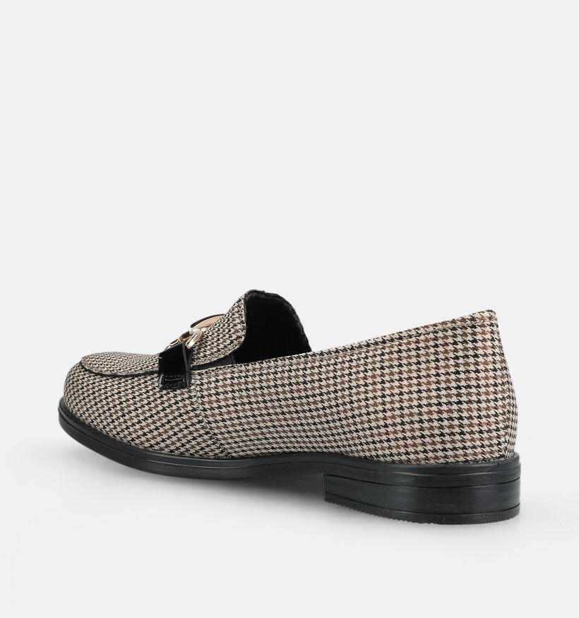 Rieker Houndstooth Beige/Zwarte Loafers voor dames (376581)
