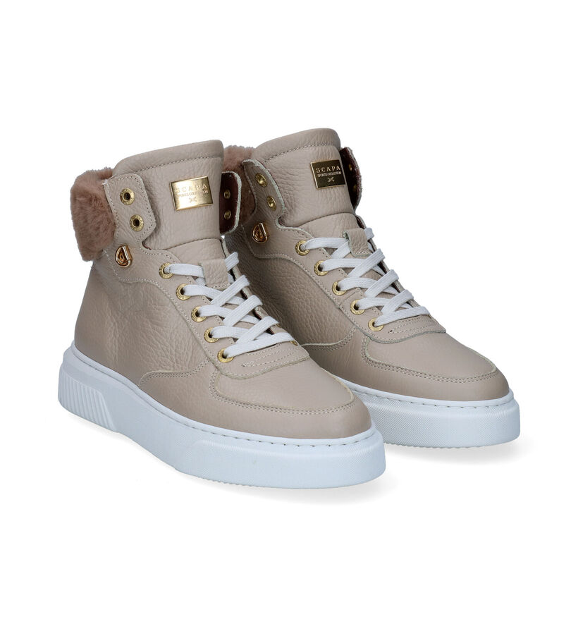 Scapa Beige Hoge Sneakers voor dames (297906) - geschikt voor steunzolen