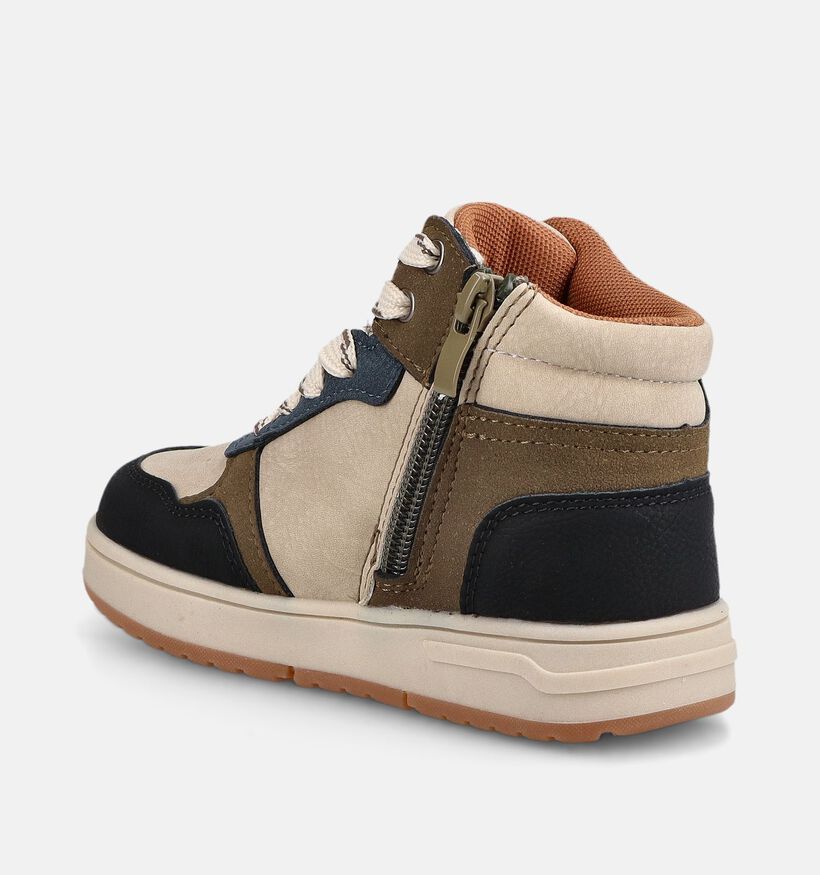 Milo & Mila Beige/Blauwe Hoge Sneakers voor jongens (379201) - geschikt voor steunzolen