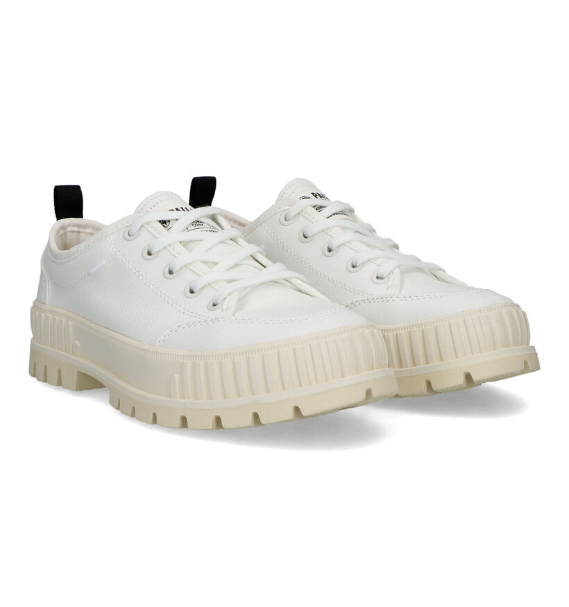 Palladium Pallashock Witte Veterschoenen voor dames (320205) - geschikt voor steunzolen