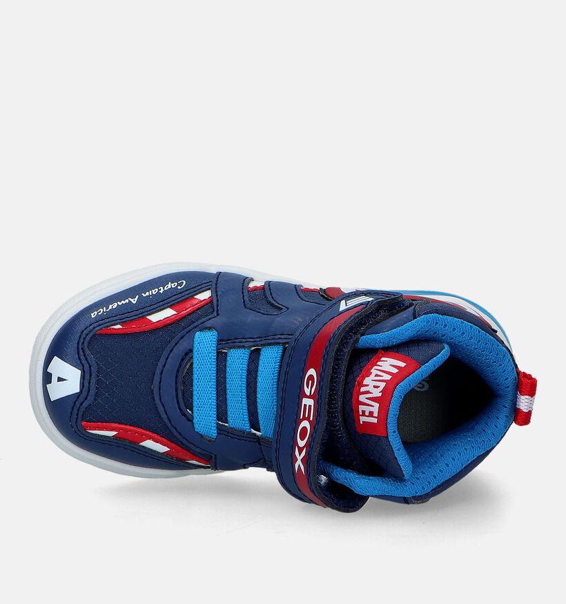 Geox Grayjay Marvel Capitain America Baskets en Bleu pour garçons (329868) - pour semelles orthopédiques