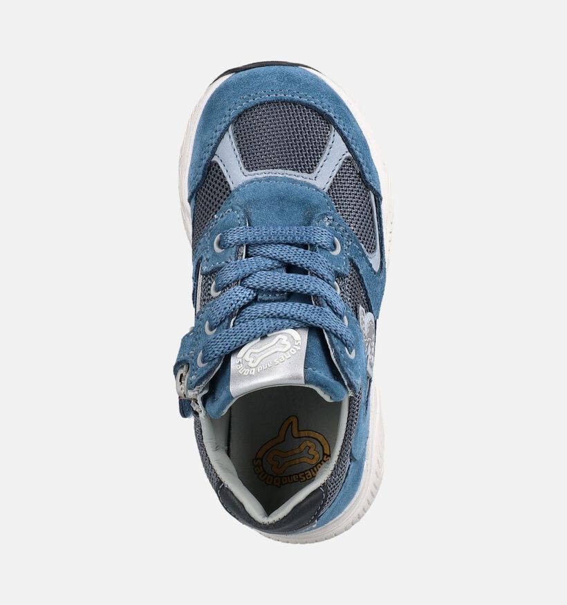STONES and BONES Pepin Blauwe Schoenen met Veter en Rits voor jongens (381403) - geschikt voor steunzolen