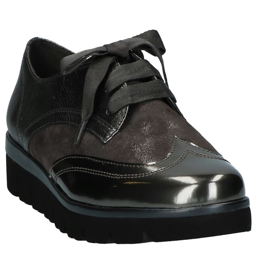 Oxford Veterschoenen Grijs Metallic Gabor in lakleer (231147)