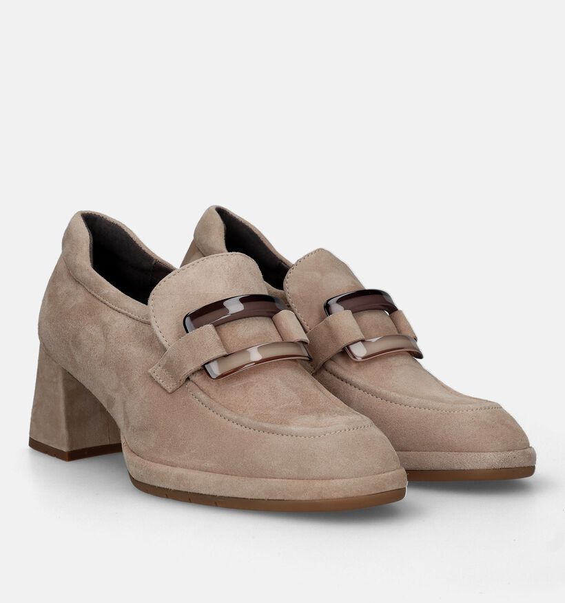 Softwaves Beige Mocassins met hak voor dames (332662) - geschikt voor steunzolen