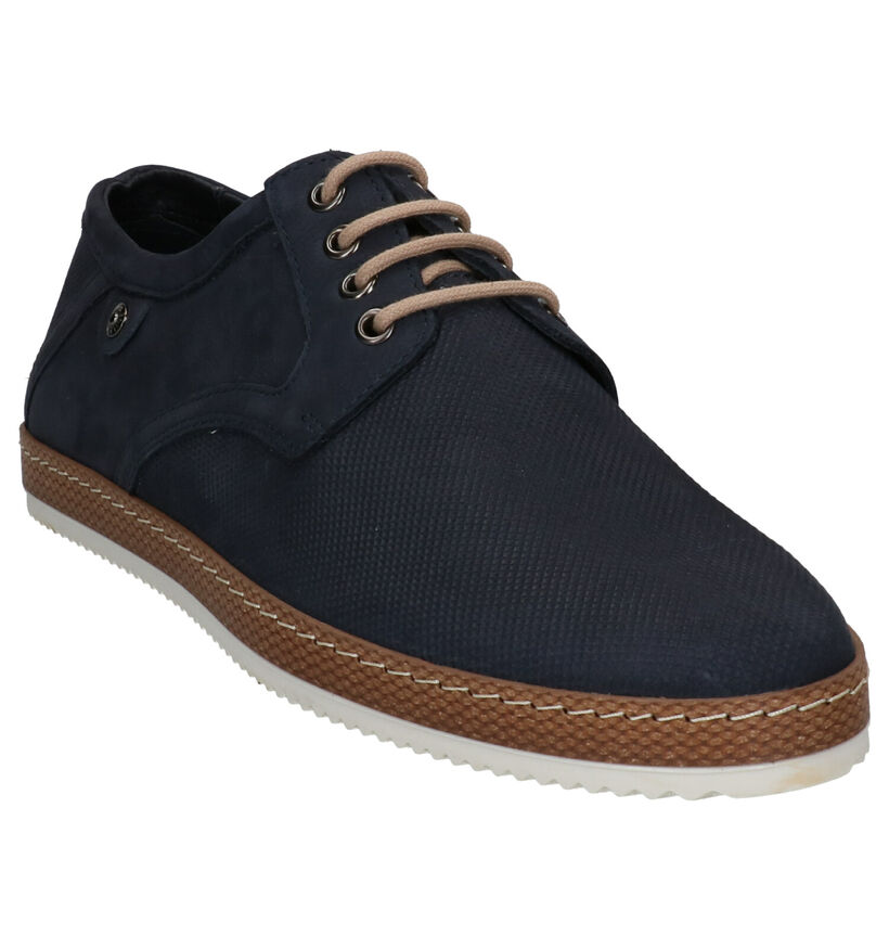 Borgo Sport Blauwe Veterschoenen in leer (265948)