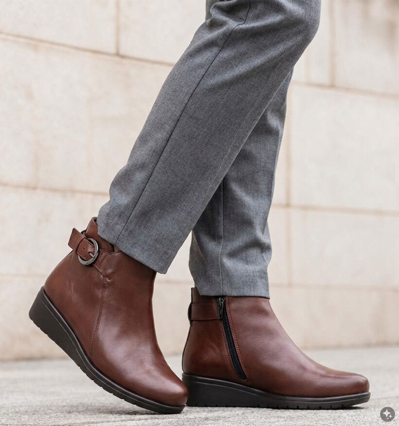Hush Puppies Mac Bottines motardes en Cognac pour femmes (377831)