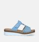 Rieker Blauwe Slippers met sleehak voor dames (339059)