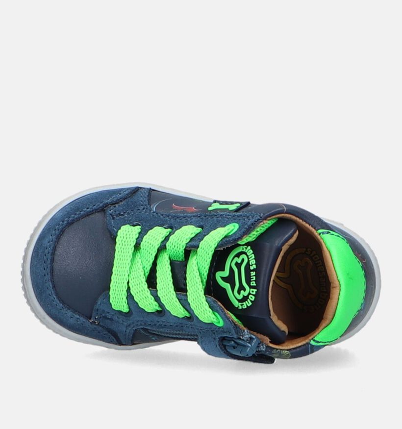 STONES and BONES Naro Blauwe Babyschoenen met dino's voor jongens (329453) - geschikt voor steunzolen