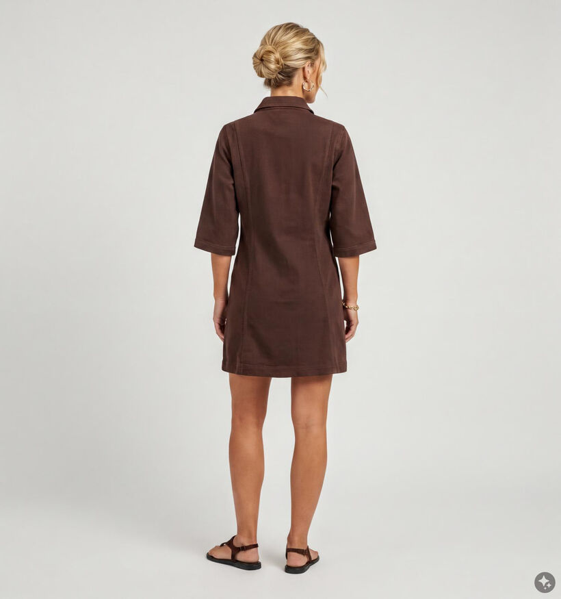 Pieces Salume Denim Donkerbruine Hemdjurk voor dames (374923)