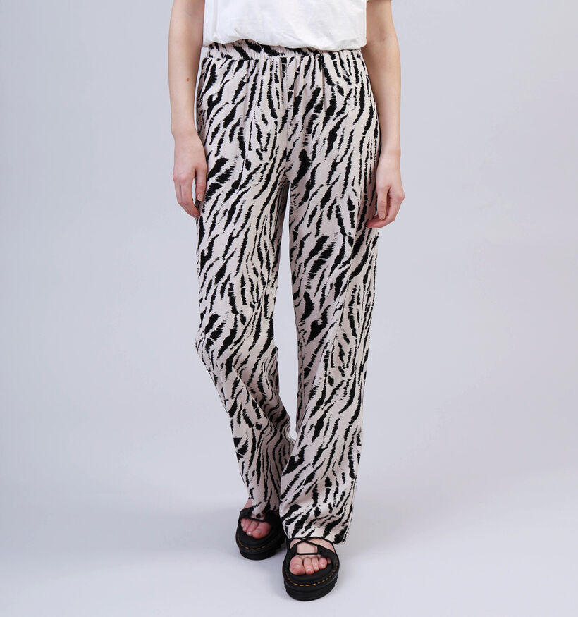 Pieces Tarlem Graphic Zebra Wijde Broek Wit voor dames (357385)
