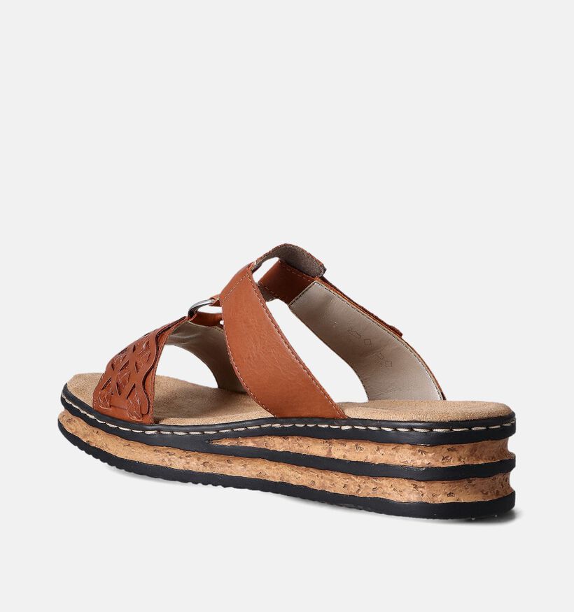 Rieker Cognac Slippers met sleehak voor dames (354946)
