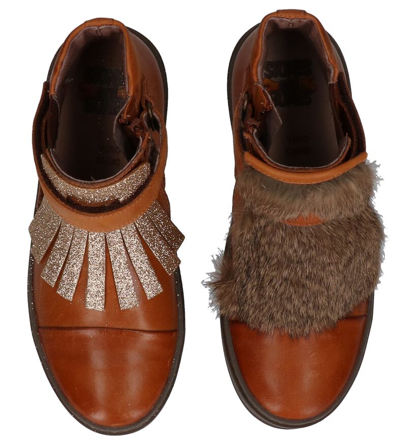 STONES and BONES Chaussures hautes en Cognac en cuir (201541)