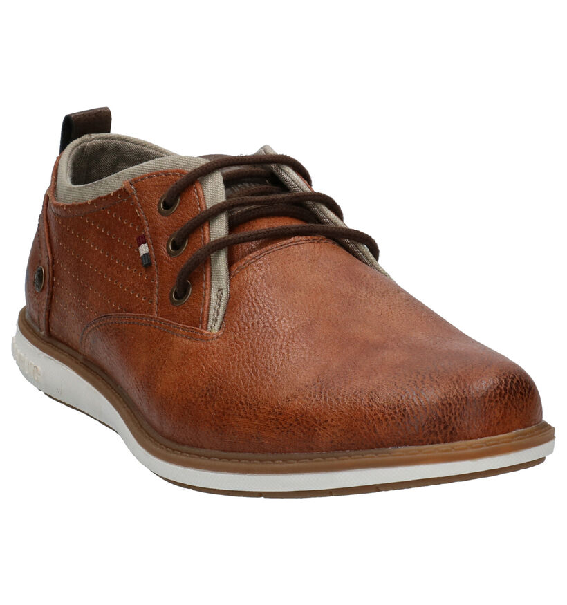 Mustang Cognac Geklede Veterschoenen in kunstleer (266720)