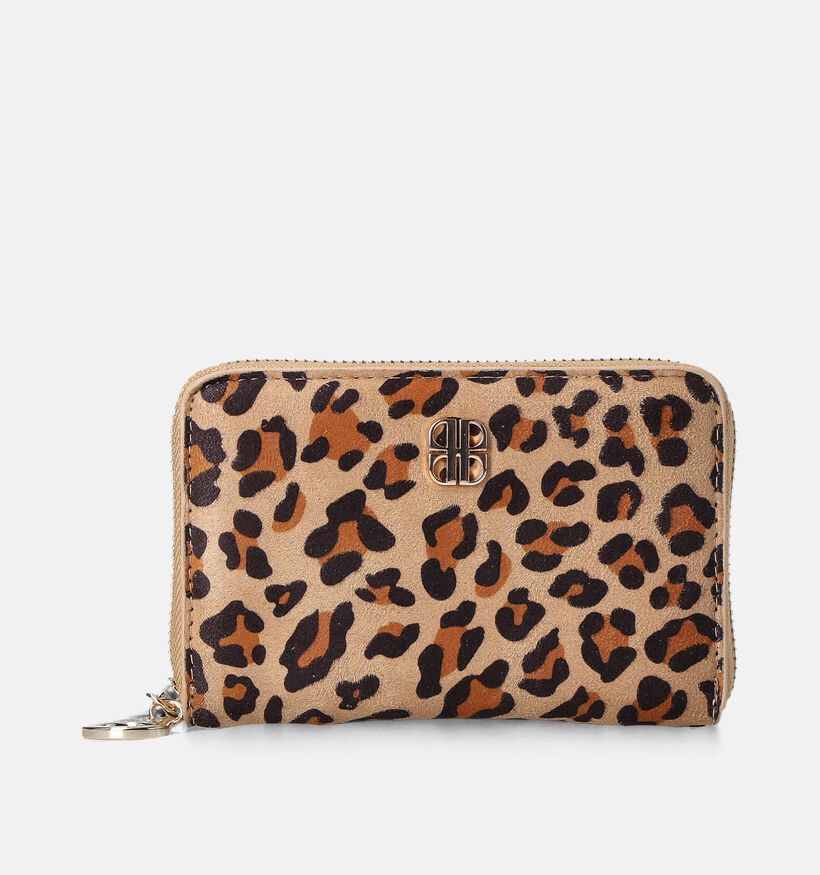 Laurent David Leopard Porte-monnaie zippé en Brun pour femmes (358044)