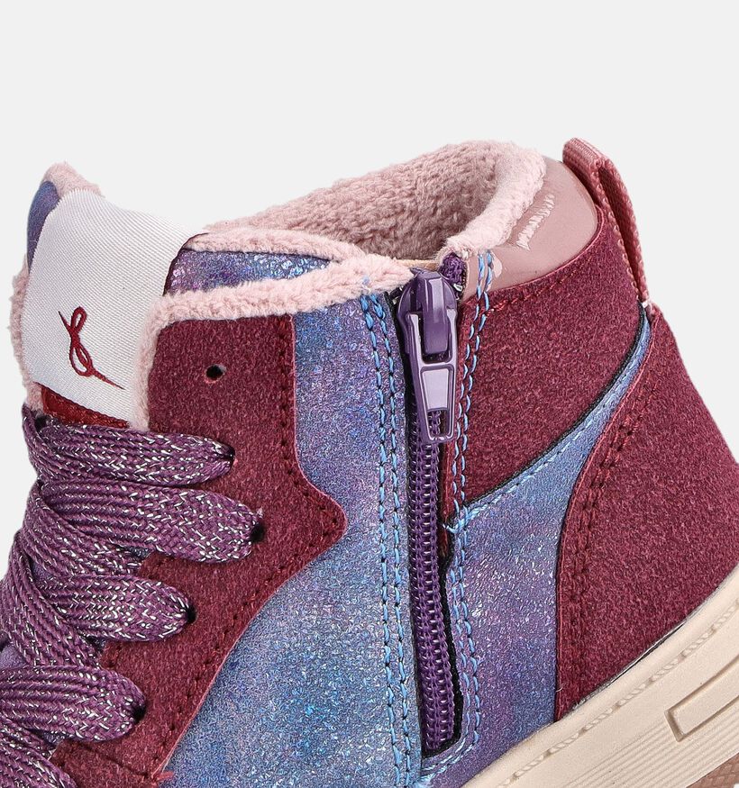 Milo & Mila Baskets hautes en Bordeaux/Rose pour filles (379238) - pour semelles orthop&eacute;diques