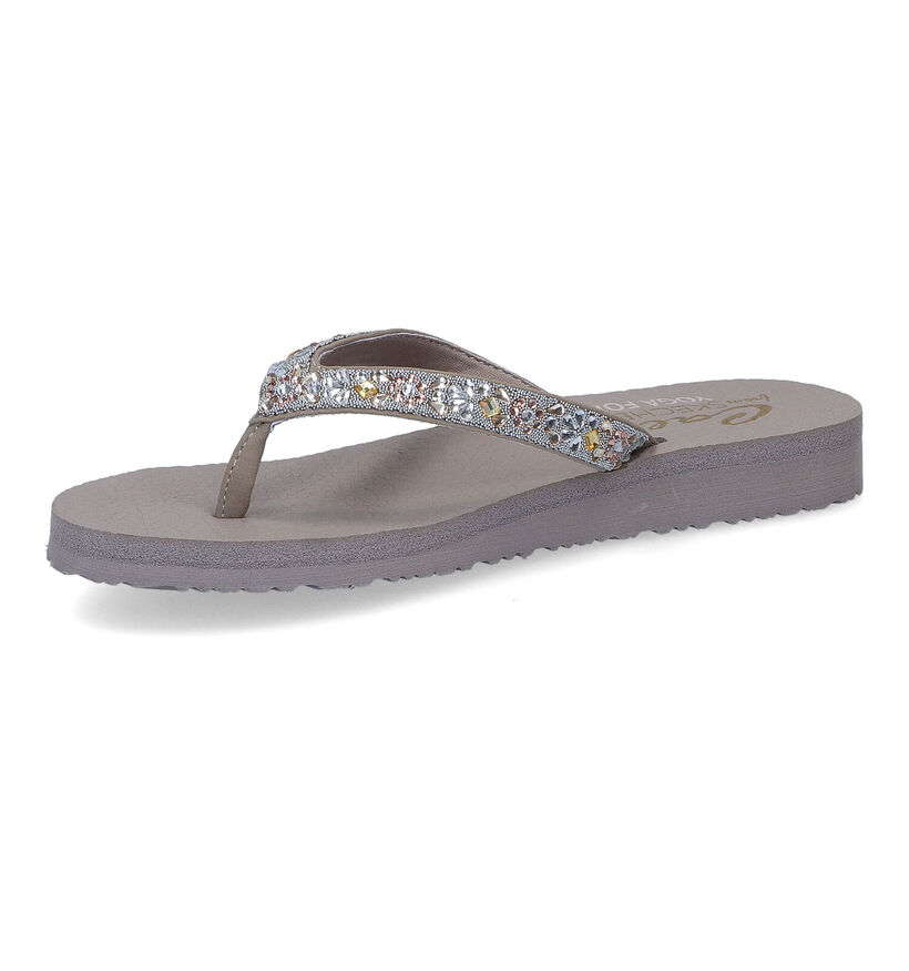 Skechers Meditation Garden Bliss Taupe Teenslippers in kunstleer (305701)