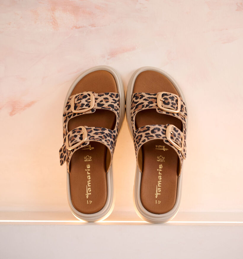 Tamaris Bruine Platte Slippers Leopard voor dames (354321)