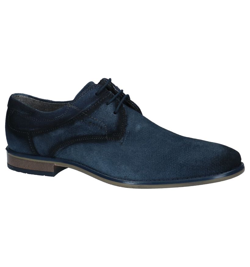 Bugatti Blauwe Geklede Veterschoenen in nubuck (221556)