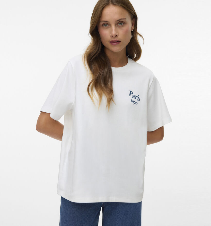 Vero Moda Vera Caty T-shirt Paris en Blanc pour femmes (367197)