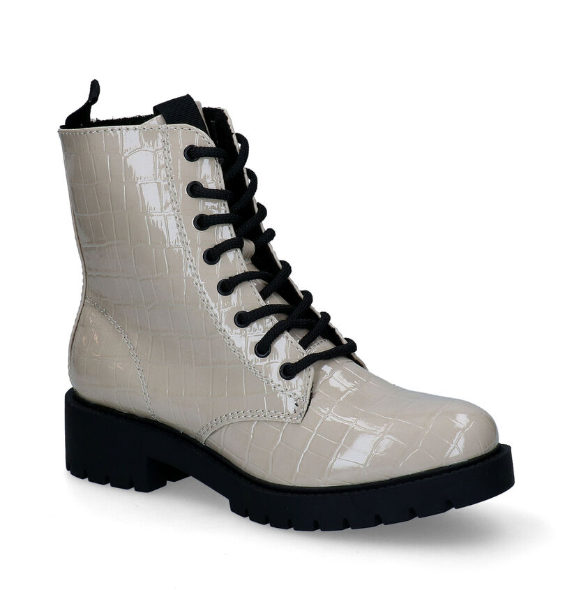 Signatur Boots à lacets en Écru en simili cuir (298820)