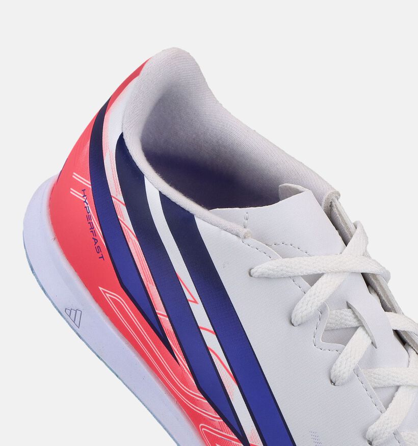 adidas F50 Hyperfast Club Indoor Witte/Paarse Voetbalschoene voor jongens, meisjes (375557) - geschikt voor steunzolen