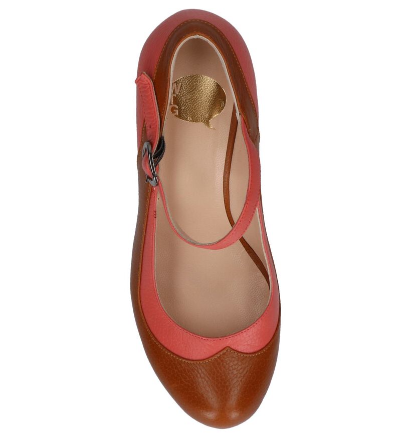 Cognac/Roze Pumps met Bandje Who's That Girl Friz, , pdp