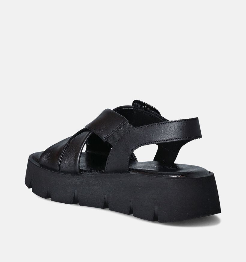 Gabor Best Fitting Zwarte Sandalen met plateauzool voor dames (355033)