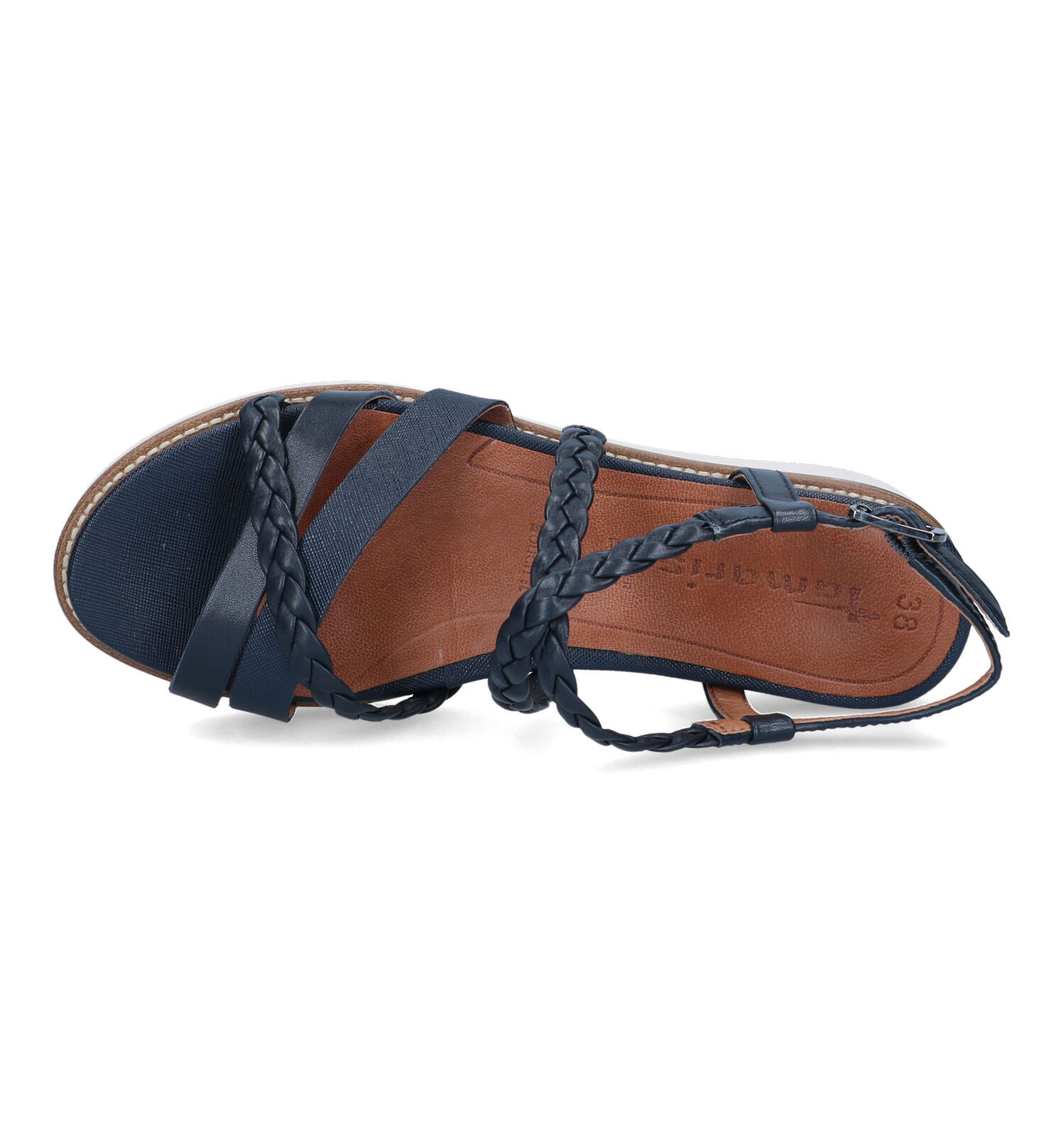 Blauwe sandalen top met sleehak