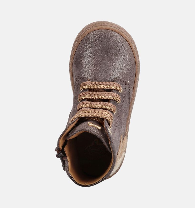STONES and BONES Plan Grijze Boots met Veter en Rits voor meisjes (381396) - geschikt voor steunzolen