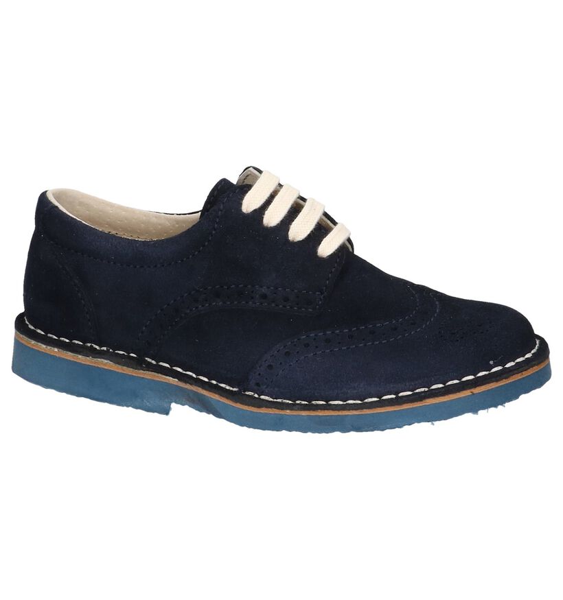 Geklede Veterschoenen Donker Blauw Milo & Mila in nubuck (217934)