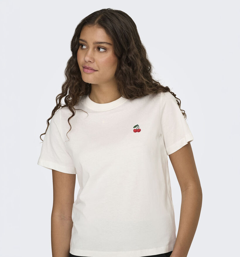 JDY Pisa Cherry Witte T-shirt voor dames (374856)