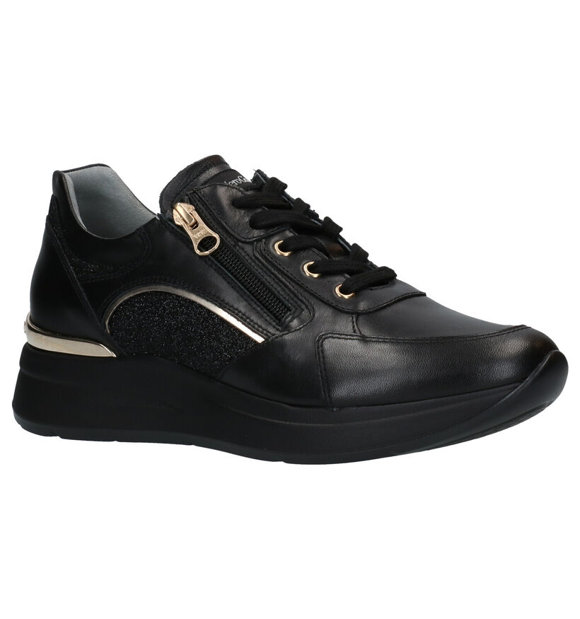 NeroGiardini Zwarte Veterschoenen in leer (296637)