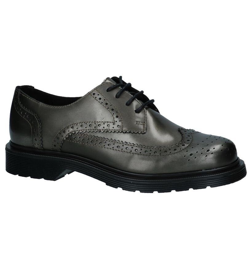Bronx Grijze Metallic Veterschoenen in leer (229871)