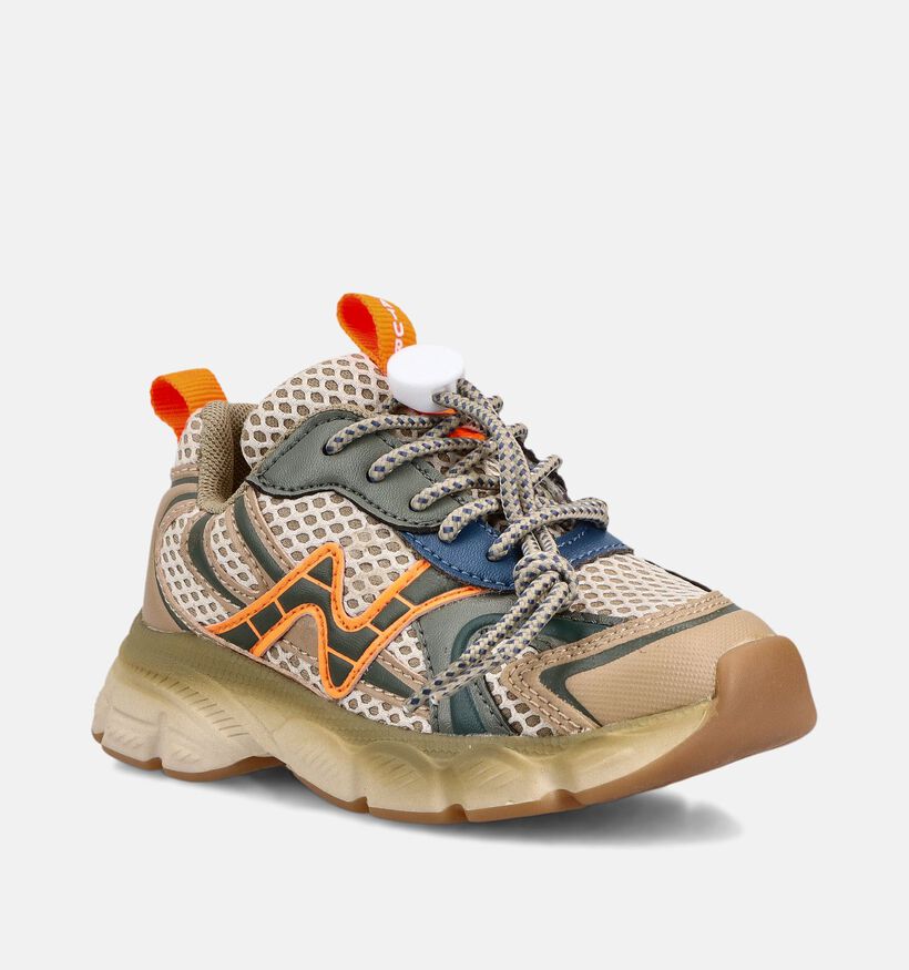 Naturino Wave Beige/Kakigroene Sneakers voor jongens (377261) - geschikt voor steunzolen