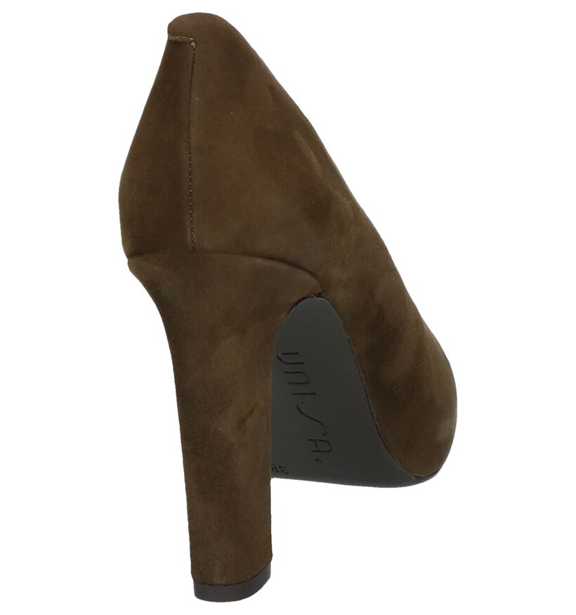 Unisa Escarpins classique en Vert kaki en daim (233125)